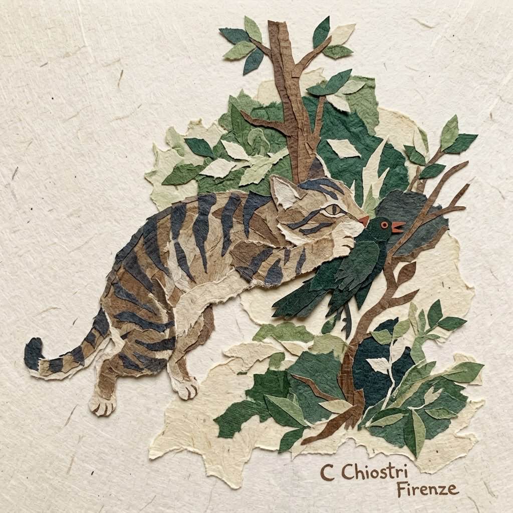 Il Gatto azzanna il Merlo bianco