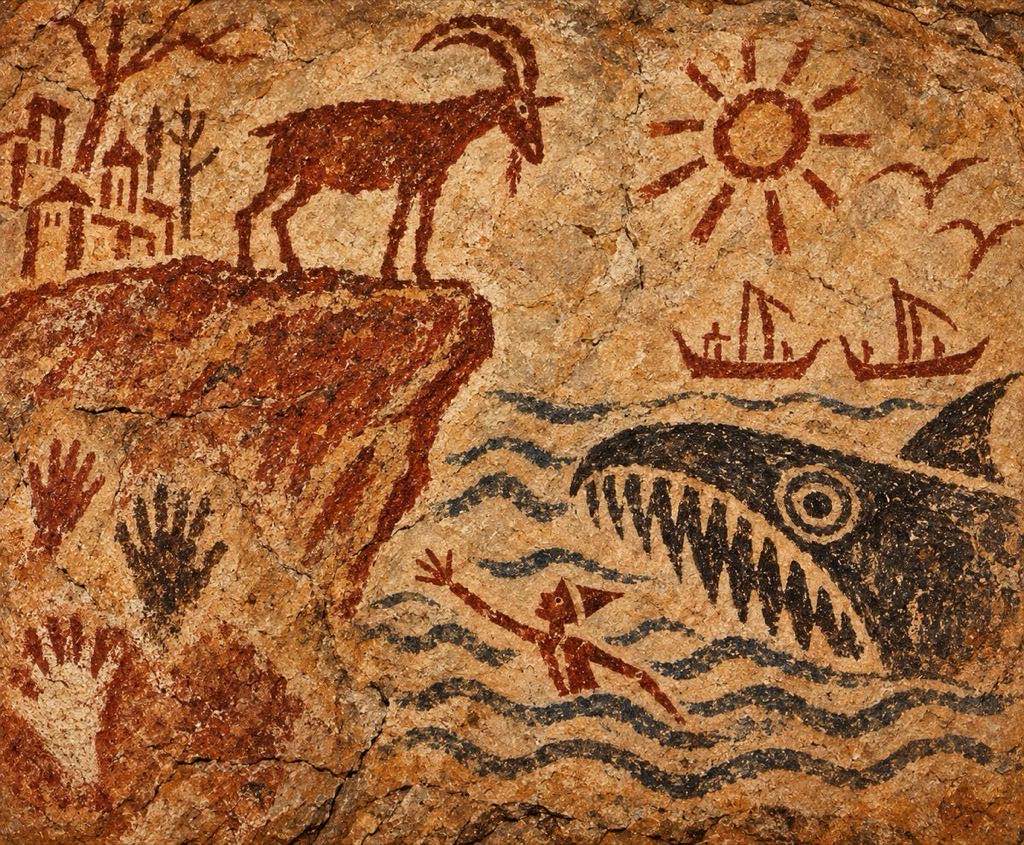 Mito Preistorico Sulla Parete Rocciosa